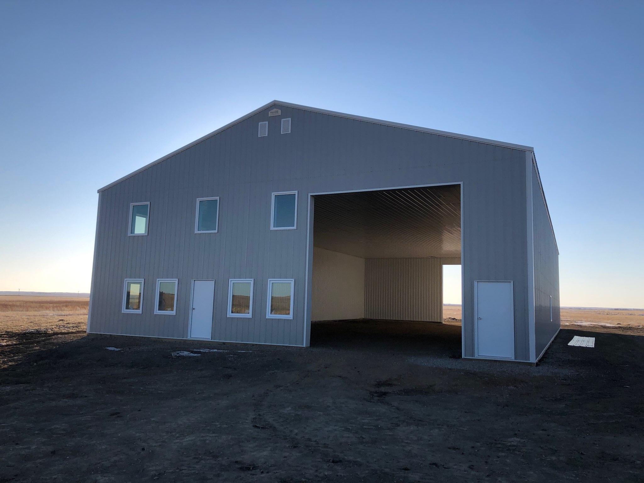 Galarneau Farms, walls & roof Stone Gray, trim CA White. AW